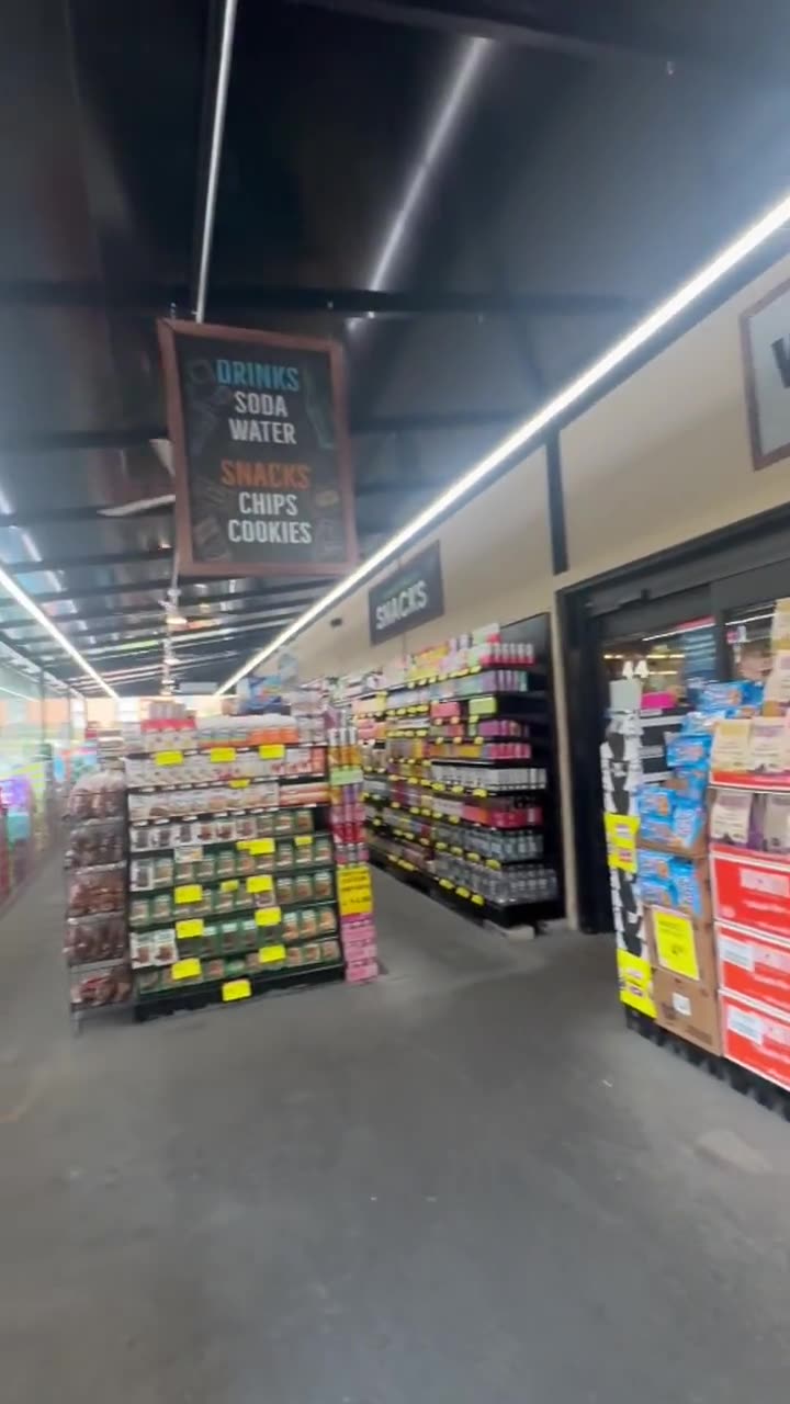 Drinks, snacks, and pantry items in the store